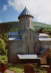 Kinzwissi - georgisch-orthodoxe Kirche, Farbgebung der Fresken mit besonderem Blau - Region Kacheti im georgischen Kernland - Reisebericht Georgien 2002 Tourismus, Touristen, Urlaub